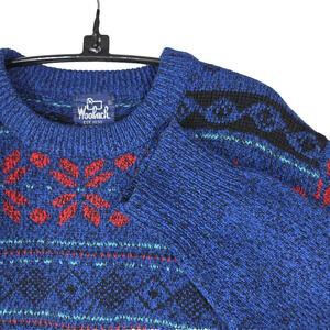 Vtg Woolrich Sweater Mens XL Large Fair Isle Stripe Cotton Knit Made USA Wool